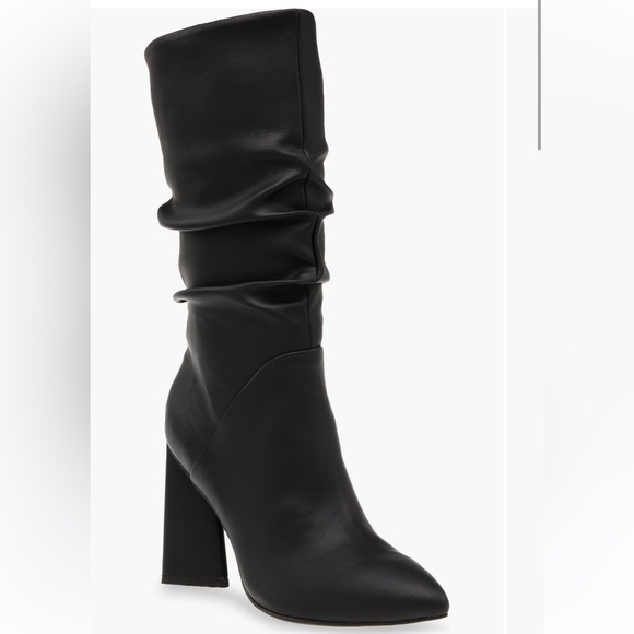 Dolce Vita Scrunch Shaft Boots Pointed Toe Leather Boot 4” Black Heels Size 7 - Picture 3 of 6